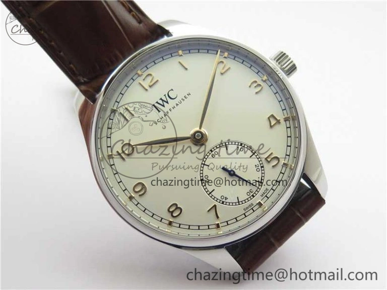 Portuguese IW358304 ZF 1:1 Best Edition SS White Dial RG Markers on Leather Strap A Lightweight 7077