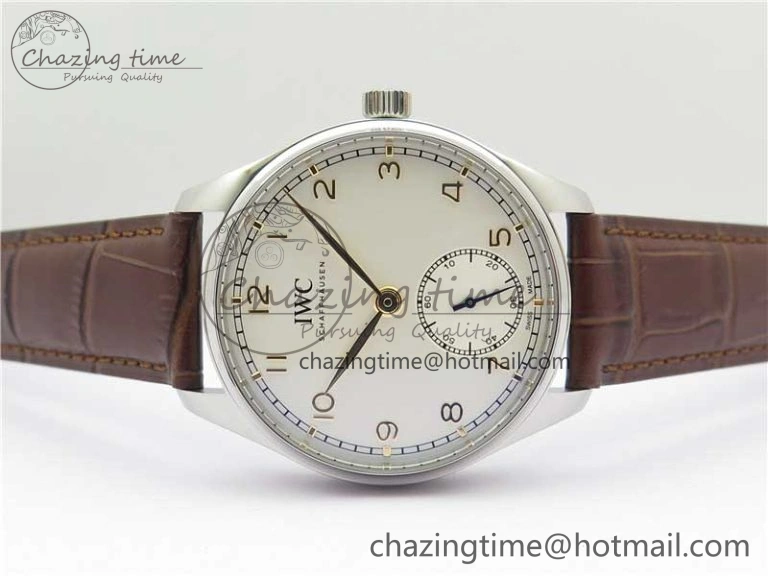 Portuguese IW358304 ZF 1:1 Best Edition SS White Dial RG Markers on Leather Strap A Lightweight 7077