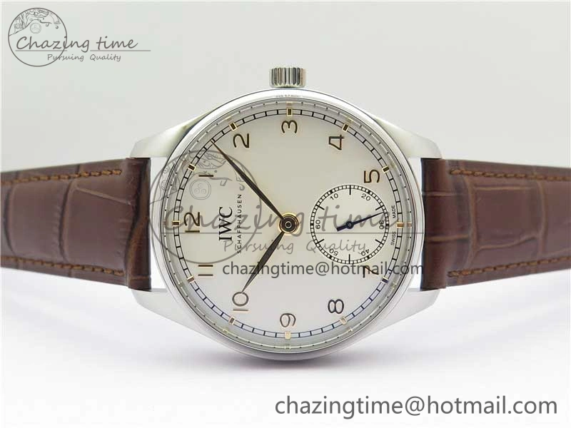 Portuguese IW358304 ZF 1:1 Best Edition SS White Dial RG Markers on Leather Strap A Lightweight 7077