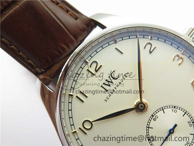 Portuguese IW358304 ZF 1:1 Best Edition SS White Dial RG Markers on Leather Strap A Lightweight 7077