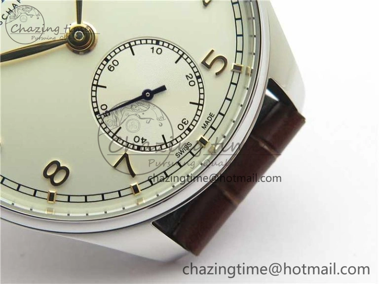 Portuguese IW358304 ZF 1:1 Best Edition SS White Dial RG Markers on Leather Strap A Lightweight 7077