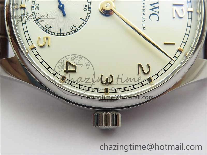 Portuguese IW358304 ZF 1:1 Best Edition SS White Dial RG Markers on Leather Strap A Lightweight 7077