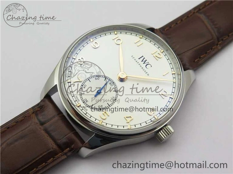 Portuguese IW358304 ZF 1:1 Best Edition SS White Dial RG Markers on Leather Strap A Lightweight 7077