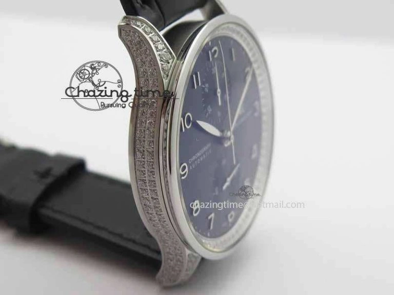 Contemporary Portuguese IW3714 Diam ZF V2 1:1 Best Edition Black Dial On Black Leather Strap A79350 (Slim Movement) 7245