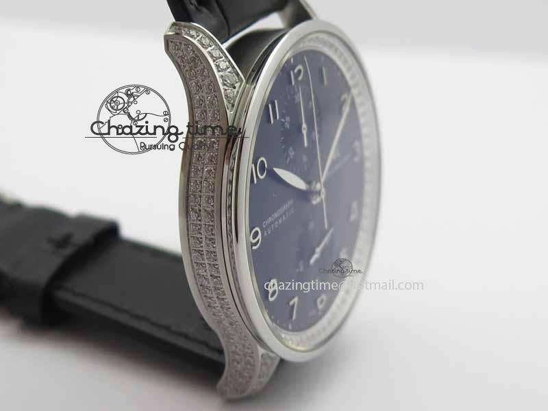 Contemporary Portuguese IW3714 Diam ZF V2 1:1 Best Edition Black Dial On Black Leather Strap A79350 (Slim Movement) 7245