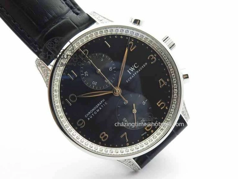 Contemporary Portuguese IW3714 Diam ZF V2 1:1 Best Edition Black Dial On Black Leather Strap A79350 (Slim Movement) 7245