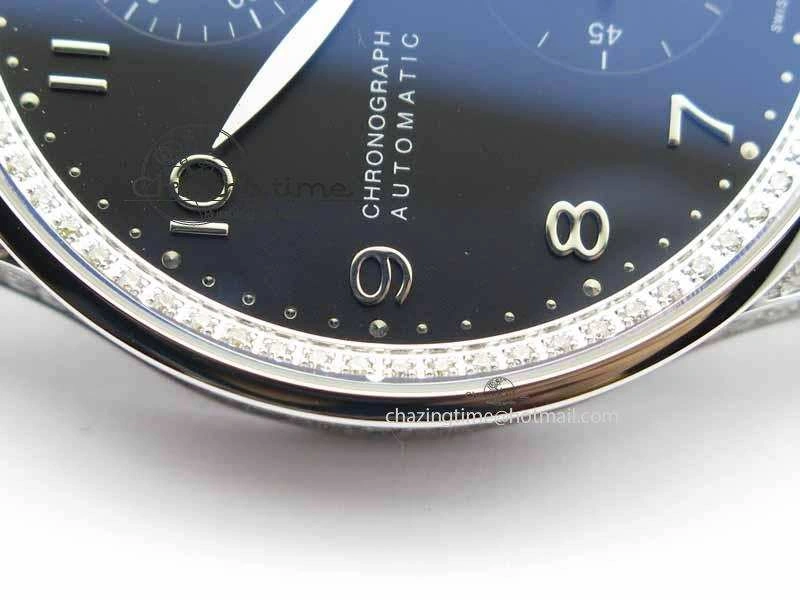 Contemporary Portuguese IW3714 Diam ZF V2 1:1 Best Edition Black Dial On Black Leather Strap A79350 (Slim Movement) 7245