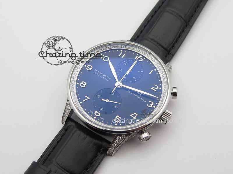 Contemporary Portuguese IW3714 Diam ZF V2 1:1 Best Edition Black Dial On Black Leather Strap A79350 (Slim Movement) 7245