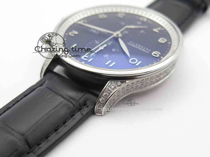 Contemporary Portuguese IW3714 Diam ZF V2 1:1 Best Edition Black Dial On Black Leather Strap A79350 (Slim Movement) 7245