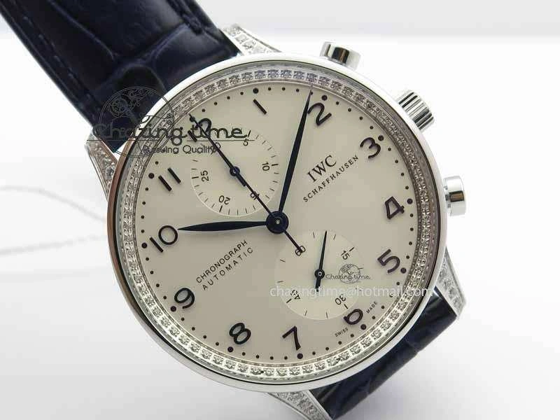 Portuguese IW3714 Diam ZF V2 1:1 Best Edition White Dial Blue Makers On Blue Leather Strap A79350 (Slim Movement) ZipUp 7248