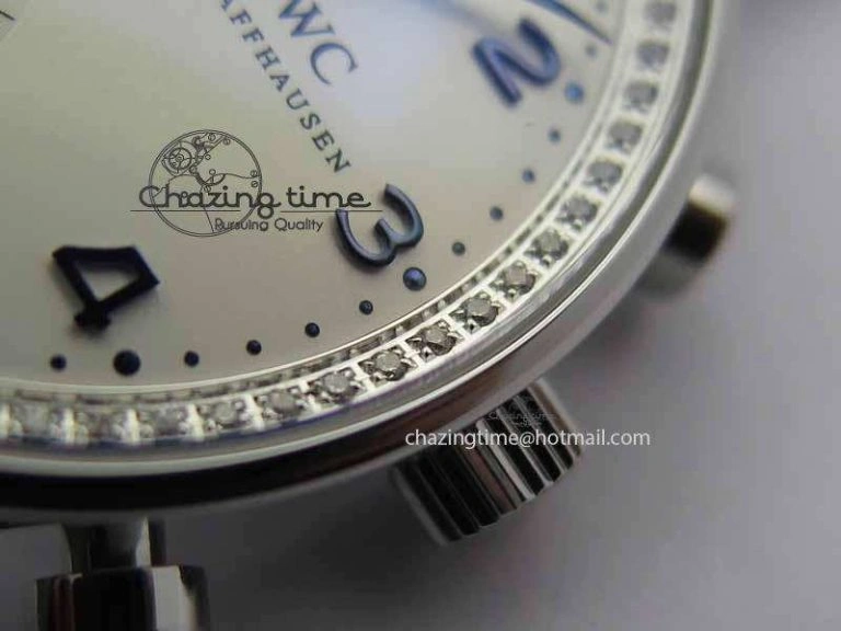Portuguese IW3714 Diam ZF V2 1:1 Best Edition White Dial Blue Makers On Blue Leather Strap A79350 (Slim Movement) ZipUp 7248