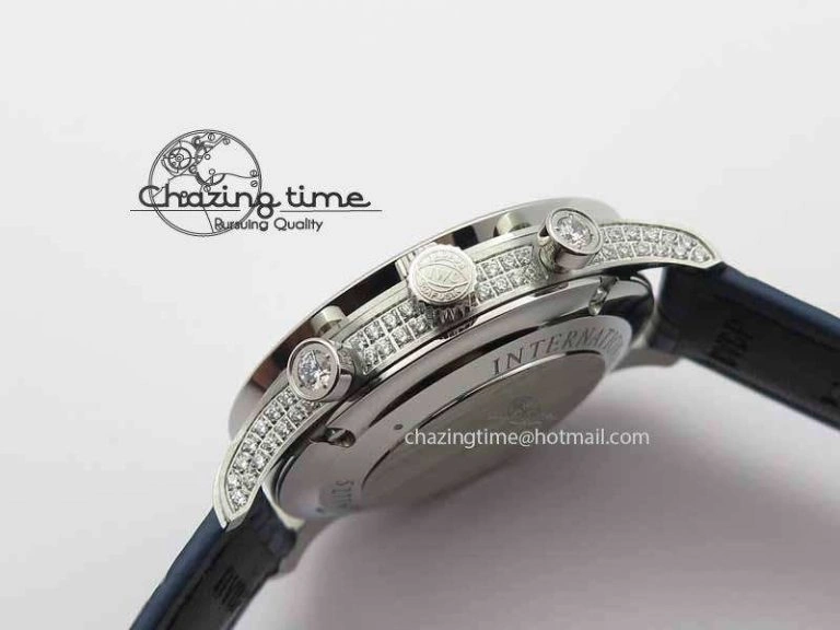 Portuguese IW3714 Diam ZF V2 1:1 Best Edition White Dial Blue Makers On Blue Leather Strap A79350 (Slim Movement) ZipUp 7248