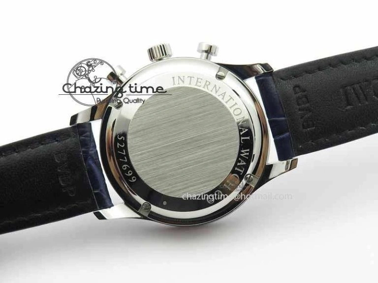 Portuguese IW3714 Diam ZF V2 1:1 Best Edition White Dial Blue Makers On Blue Leather Strap A79350 (Slim Movement) ZipUp 7248