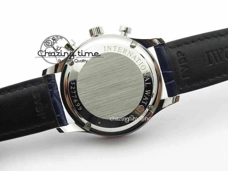 Portuguese IW3714 Diam ZF V2 1:1 Best Edition White Dial Blue Makers On Blue Leather Strap A79350 (Slim Movement) ZipUp 7248