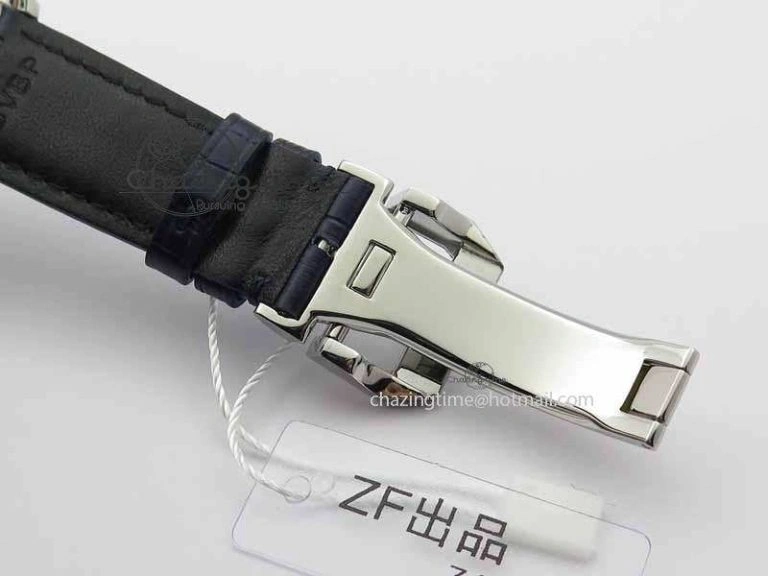 Portuguese IW3714 Diam ZF V2 1:1 Best Edition White Dial Blue Makers On Blue Leather Strap A79350 (Slim Movement) ZipUp 7248