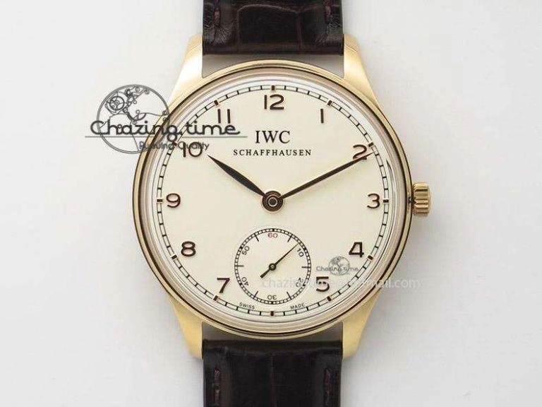 MultiPurpose Portuguese IW3714 Diam ZF V2 1:1 Best Edition White Dial RG Numbers On Brown Leather Strap A79350 (Slim Movement) 7246