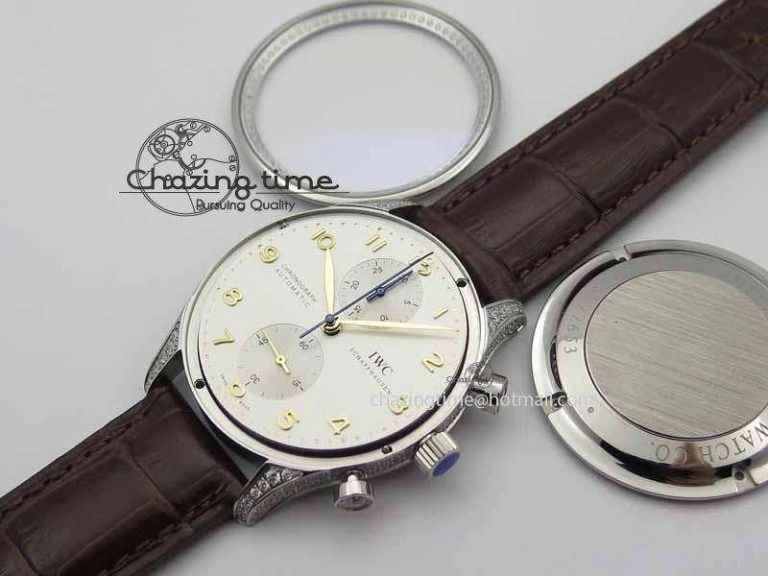 MultiPurpose Portuguese IW3714 Diam ZF V2 1:1 Best Edition White Dial RG Numbers On Brown Leather Strap A79350 (Slim Movement) 7246