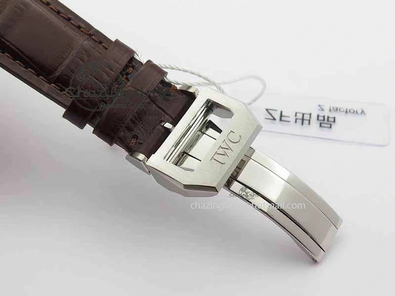 MultiPurpose Portuguese IW3714 Diam ZF V2 1:1 Best Edition White Dial RG Numbers On Brown Leather Strap A79350 (Slim Movement) 7246