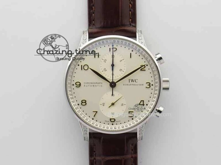 MultiPurpose Portuguese IW3714 Diam ZF V2 1:1 Best Edition White Dial RG Numbers On Brown Leather Strap A79350 (Slim Movement) 7246