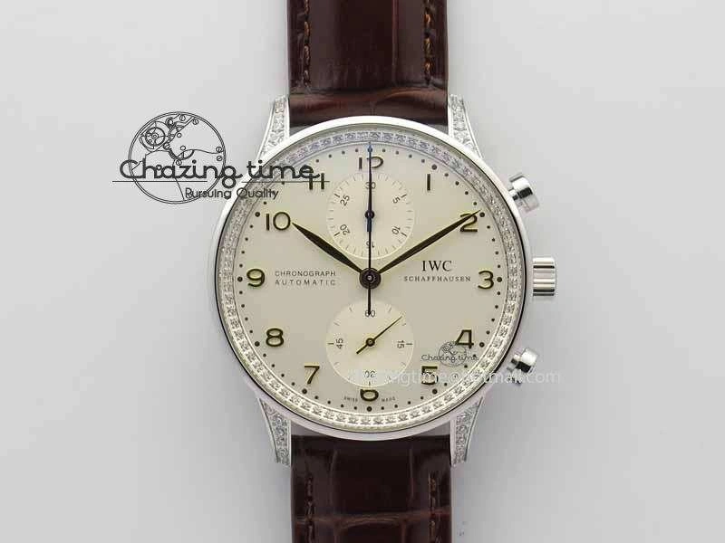 MultiPurpose Portuguese IW3714 Diam ZF V2 1:1 Best Edition White Dial RG Numbers On Brown Leather Strap A79350 (Slim Movement) 7246