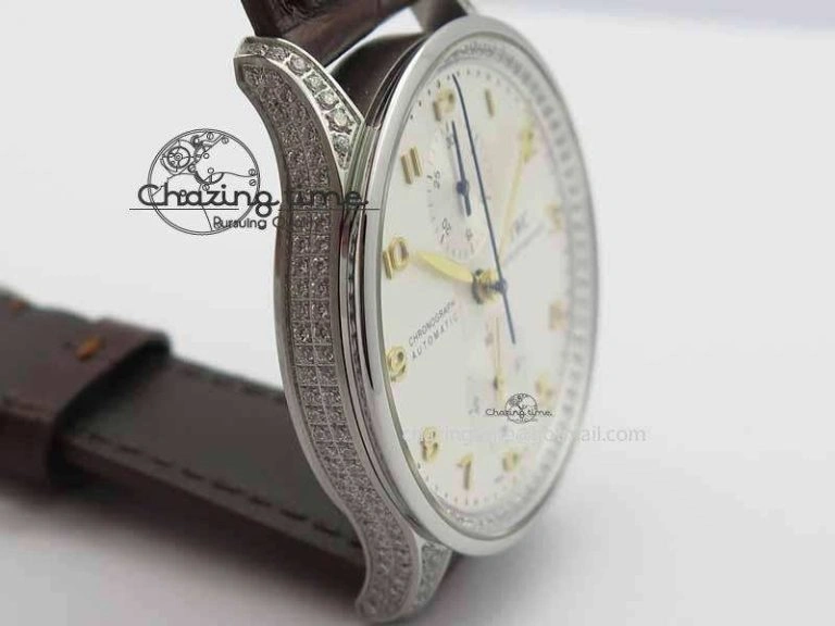 MultiPurpose Portuguese IW3714 Diam ZF V2 1:1 Best Edition White Dial RG Numbers On Brown Leather Strap A79350 (Slim Movement) 7246