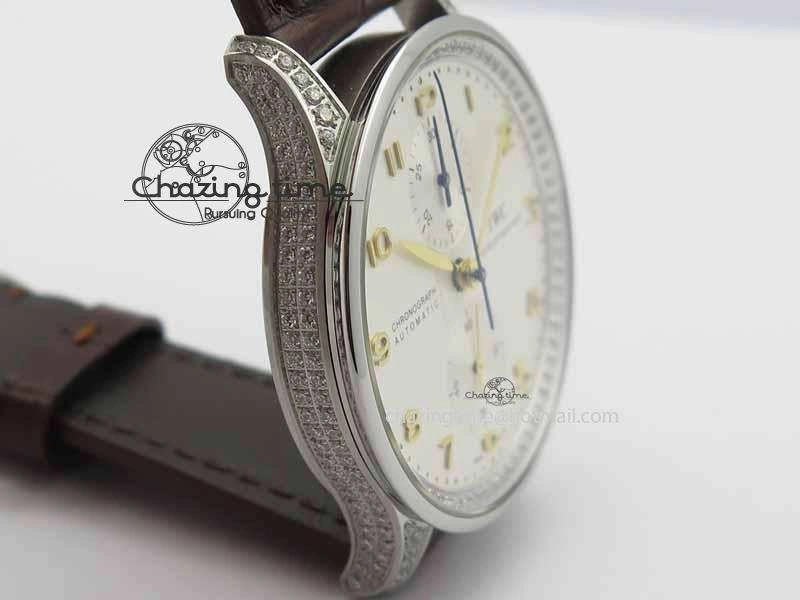 MultiPurpose Portuguese IW3714 Diam ZF V2 1:1 Best Edition White Dial RG Numbers On Brown Leather Strap A79350 (Slim Movement) 7246