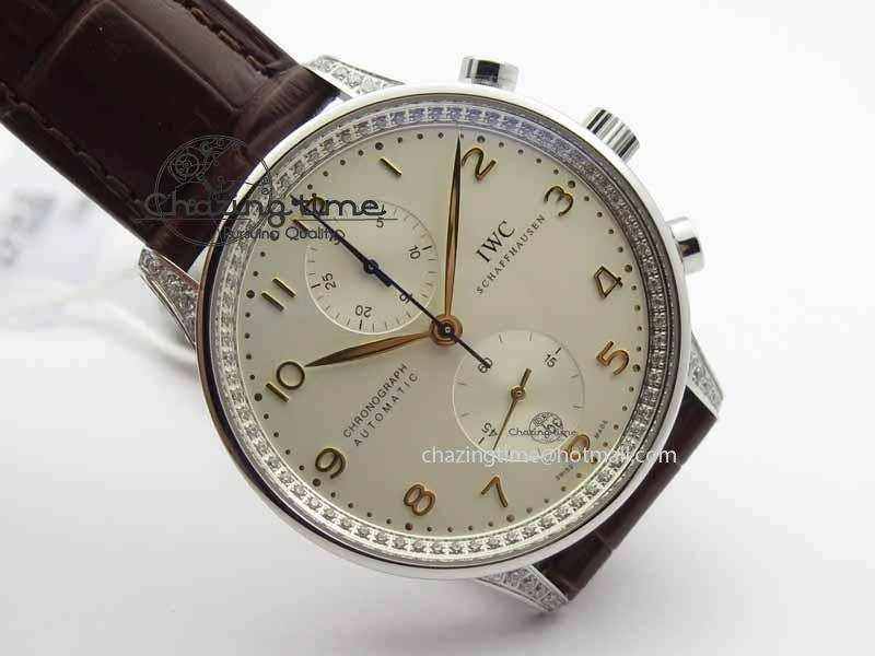 MultiPurpose Portuguese IW3714 Diam ZF V2 1:1 Best Edition White Dial RG Numbers On Brown Leather Strap A79350 (Slim Movement) 7246