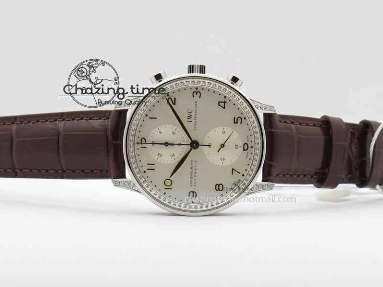 MultiPurpose Portuguese IW3714 Diam ZF V2 1:1 Best Edition White Dial RG Numbers On Brown Leather Strap A79350 (Slim Movement) 7246