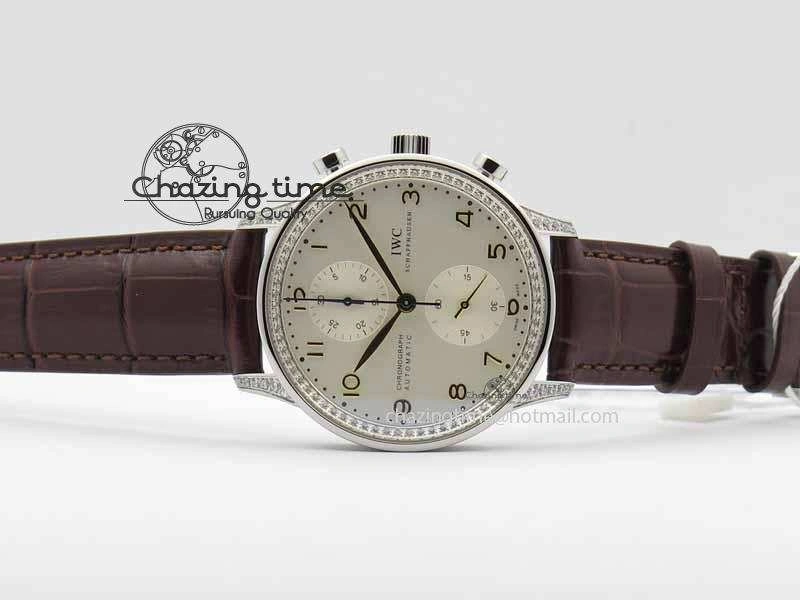 MultiPurpose Portuguese IW3714 Diam ZF V2 1:1 Best Edition White Dial RG Numbers On Brown Leather Strap A79350 (Slim Movement) 7246