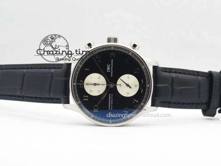 UrbanChic Portuguese IW371404 ZF V3 1:1 Best Edition SS Black Dial On Black Leather Strap A 7267
