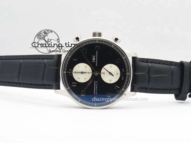 UrbanChic Portuguese IW371404 ZF V3 1:1 Best Edition SS Black Dial On Black Leather Strap A 7267