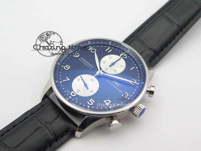 UrbanChic Portuguese IW371404 ZF V3 1:1 Best Edition SS Black Dial On Black Leather Strap A 7267