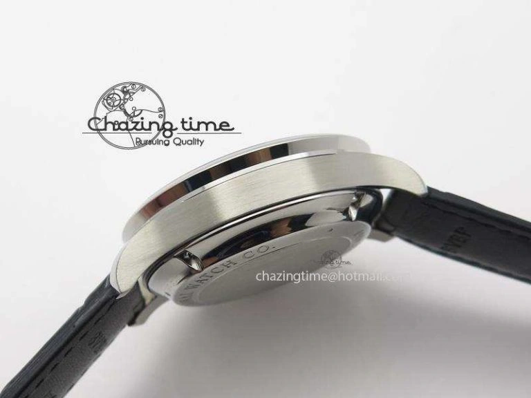 Compact Portuguese IW371405 ZF 1:1 Best Edition SS White Dial Silver Markers On Black Leather Strap A 7305
