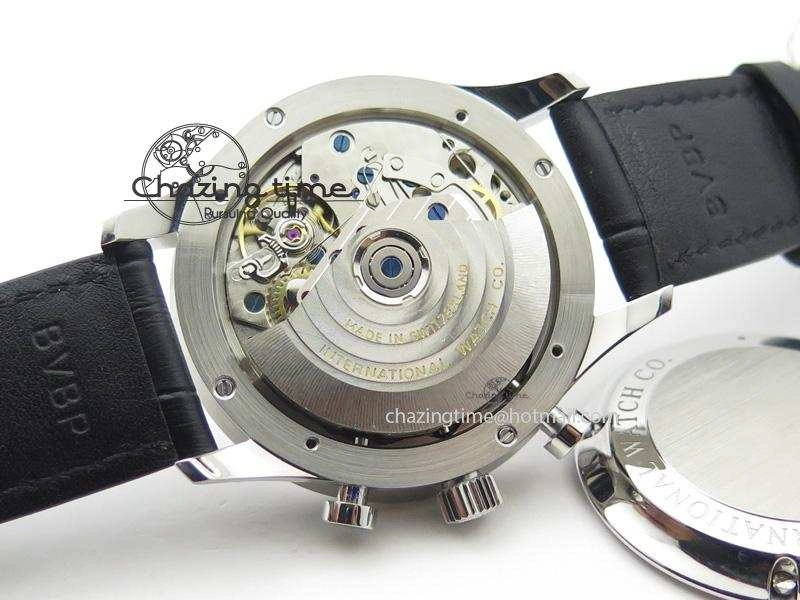 Compact Portuguese IW371405 ZF 1:1 Best Edition SS White Dial Silver Markers On Black Leather Strap A 7305