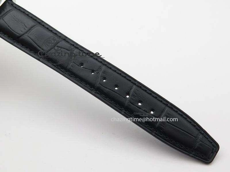 Compact Portuguese IW371405 ZF 1:1 Best Edition SS White Dial Silver Markers On Black Leather Strap A 7305