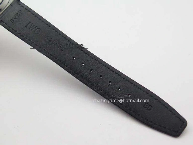 Compact Portuguese IW371405 ZF 1:1 Best Edition SS White Dial Silver Markers On Black Leather Strap A 7305