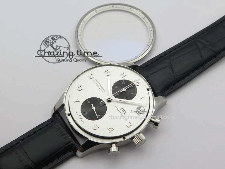 Portuguese IW371411 ZF 1:1 Best Edition SS Panda Dial On Black Leather Strap A ModernLook 7268
