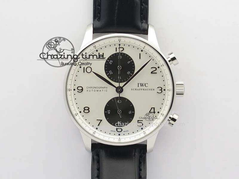 Portuguese IW371411 ZF 1:1 Best Edition SS Panda Dial On Black Leather Strap A ModernLook 7268