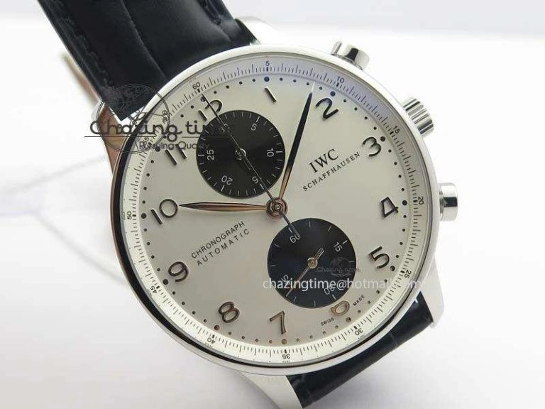 Portuguese IW371411 ZF 1:1 Best Edition SS Panda Dial On Black Leather Strap A ModernLook 7268