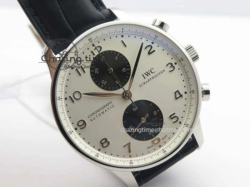 Portuguese IW371411 ZF 1:1 Best Edition SS Panda Dial On Black Leather Strap A ModernLook 7268