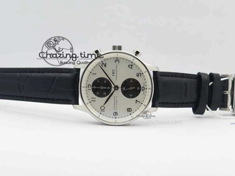 Portuguese IW371411 ZF 1:1 Best Edition SS Panda Dial On Black Leather Strap A ModernLook 7268