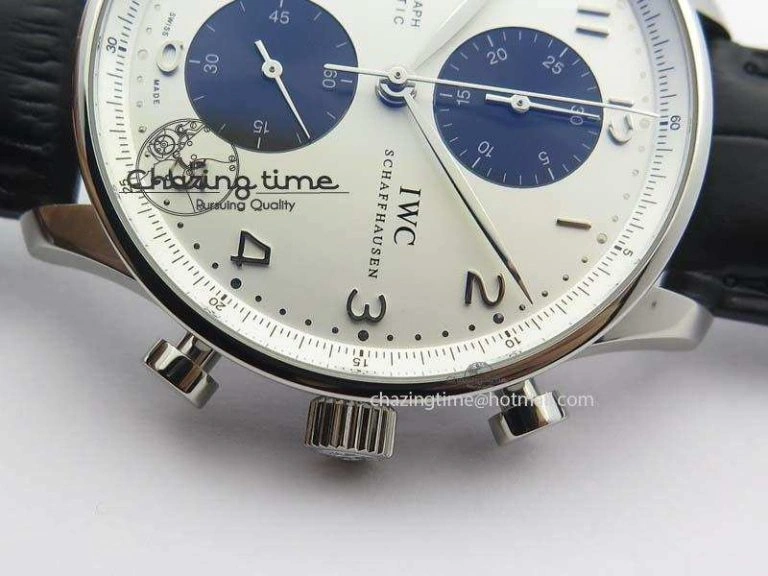 Portuguese IW371411 ZF 1:1 Best Edition SS Panda Dial On Black Leather Strap A ModernLook 7268