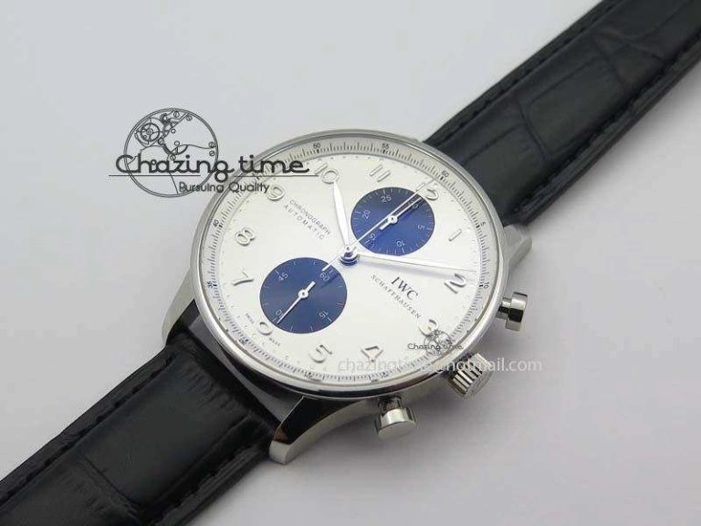 Portuguese IW371411 ZF 1:1 Best Edition SS Panda Dial On Black Leather Strap A ModernLook 7268