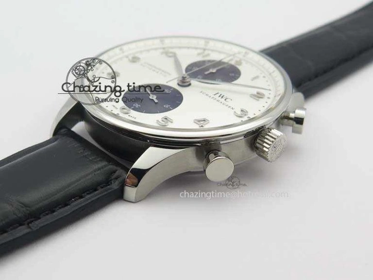 Portuguese IW371411 ZF 1:1 Best Edition SS Panda Dial On Black Leather Strap A ModernLook 7268