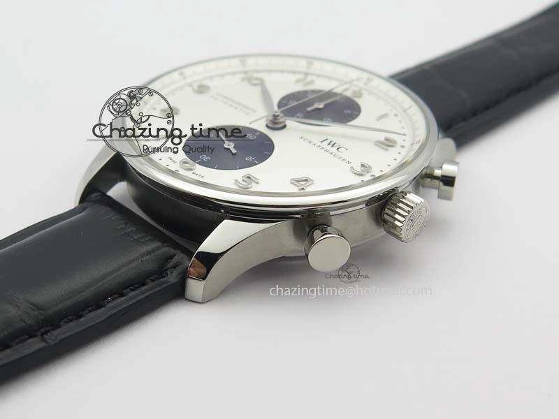Portuguese IW371411 ZF 1:1 Best Edition SS Panda Dial On Black Leather Strap A ModernLook 7268