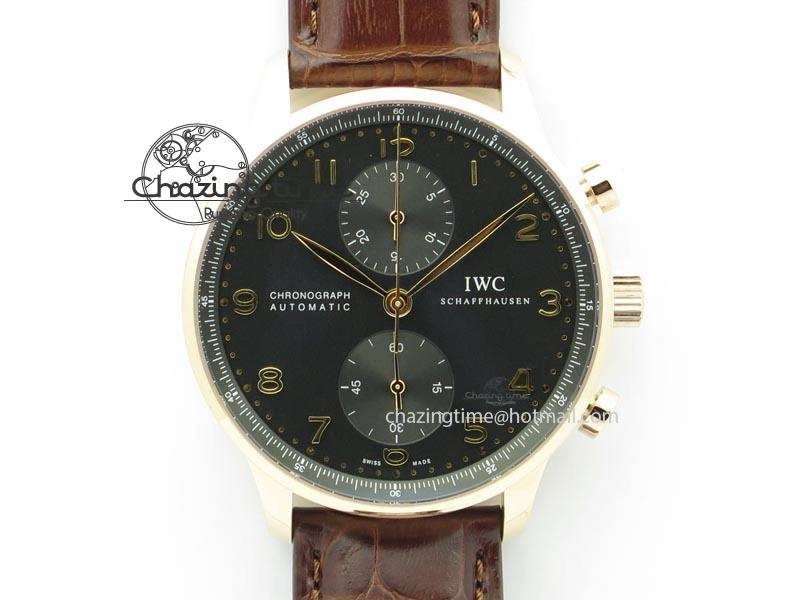 Portuguese IW371415 ZF 1:1 Best Edition RG Black dial On Brown Leather Strap A Popular 7286
