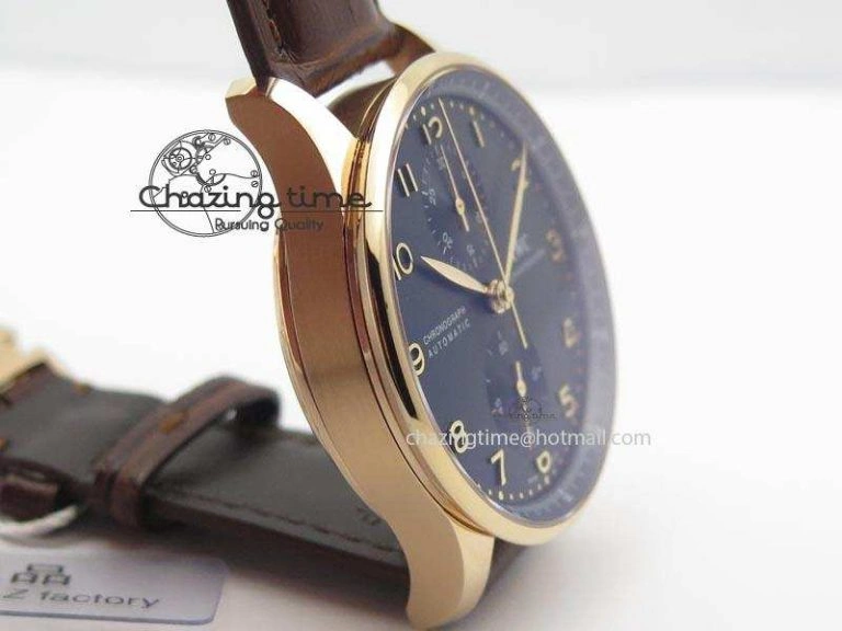 Portuguese IW371415 ZF 1:1 Best Edition RG Black dial On Brown Leather Strap A Popular 7286