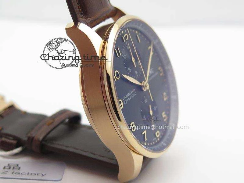 Portuguese IW371415 ZF 1:1 Best Edition RG Black dial On Brown Leather Strap A Popular 7286