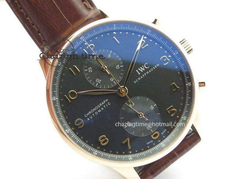 Portuguese IW371415 ZF 1:1 Best Edition RG Black dial On Brown Leather Strap A Popular 7286