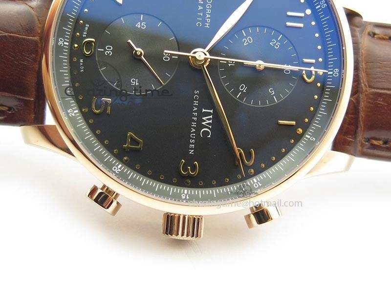 Portuguese IW371415 ZF 1:1 Best Edition RG Black dial On Brown Leather Strap A Popular 7286
